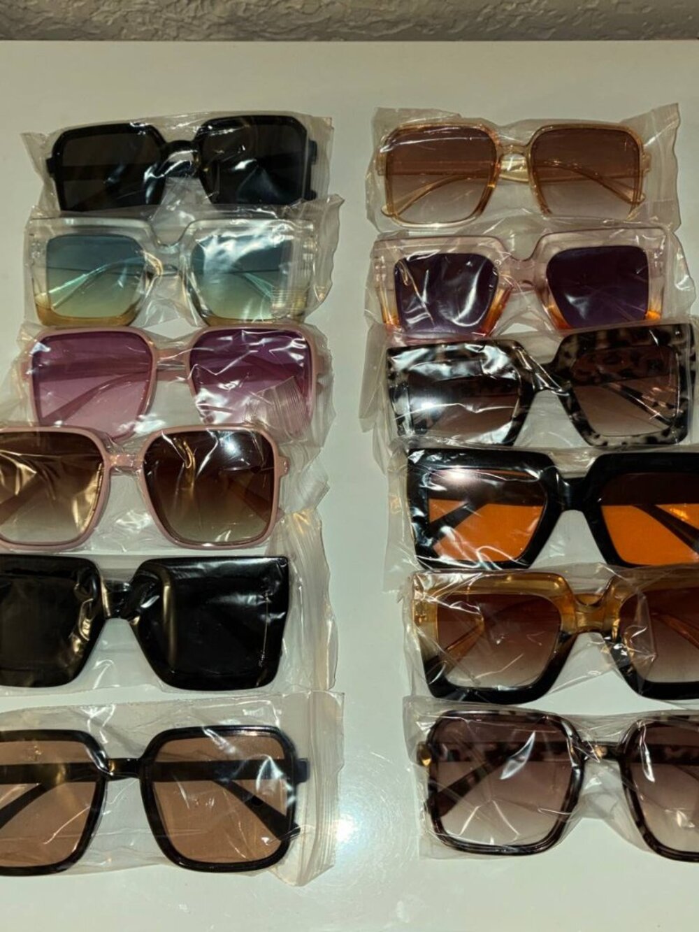 Sunglasses Lot Of  10 - Large Squared Frames - New Multicolor